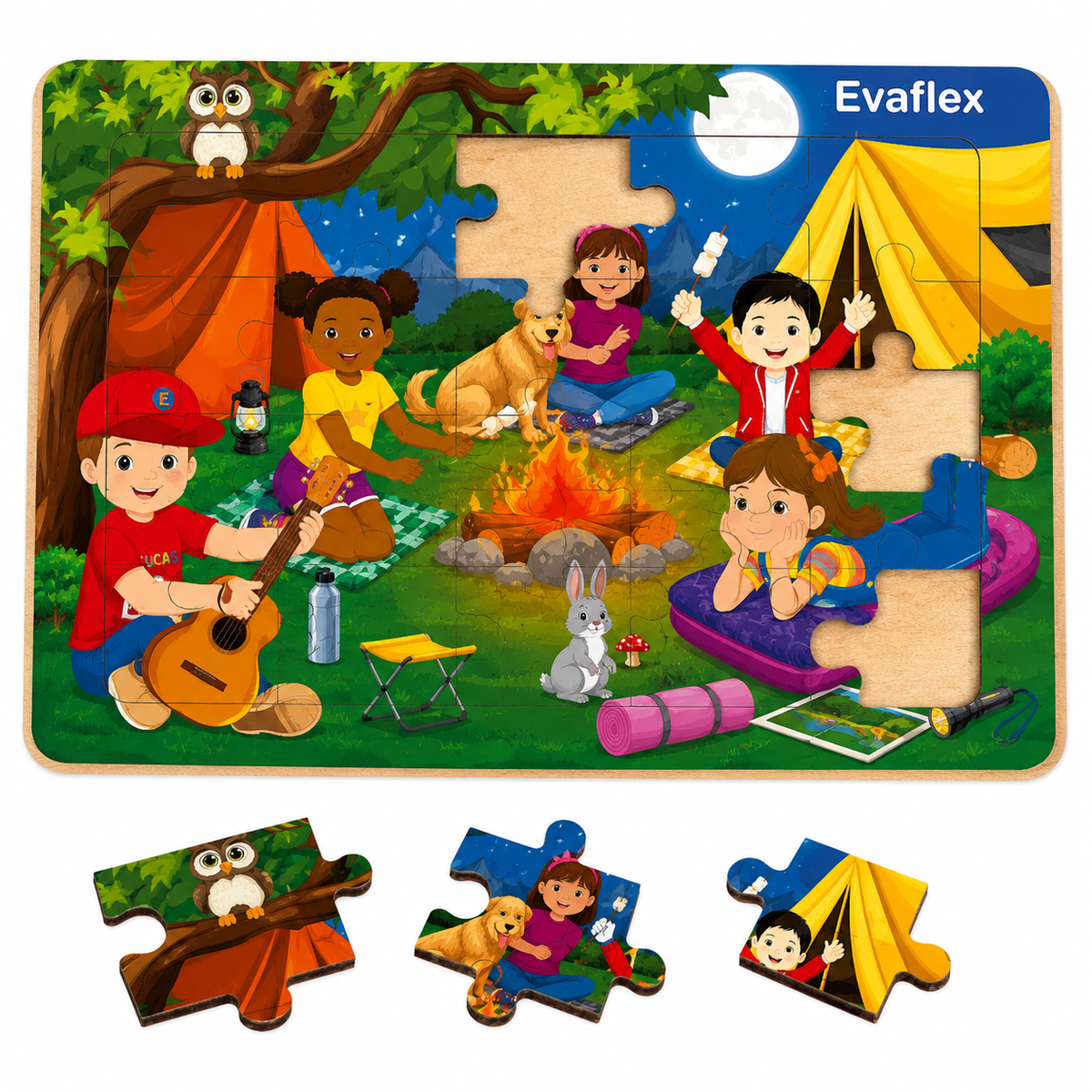Rompecabezas Madera Evaflex Fogata C20 Piezas 20x30cm Infantil Didactico Educativo Armable Juego