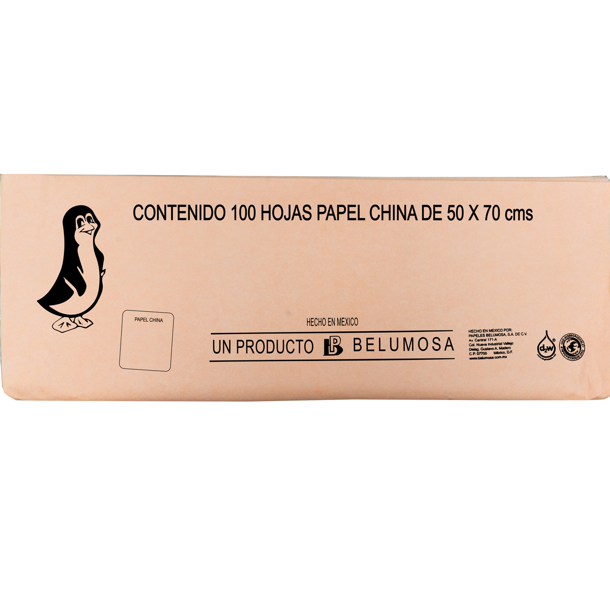 Papel China Pingüino Colores Basicos 75*50cm c/100 pliegos