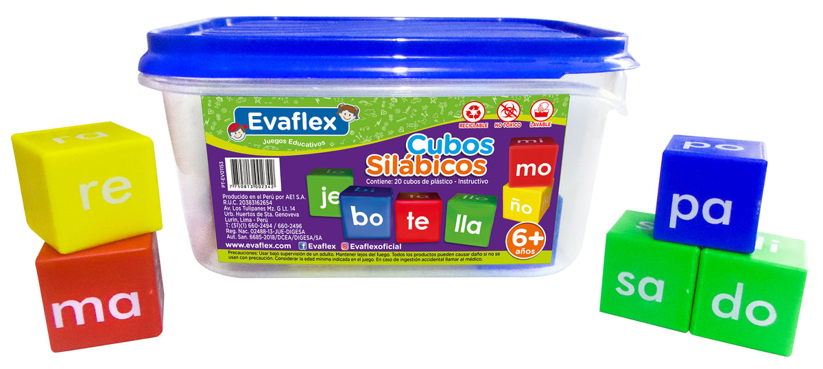 Juego Didactico Evaflex Plastico Cubos Silabicos C/20 Piezas