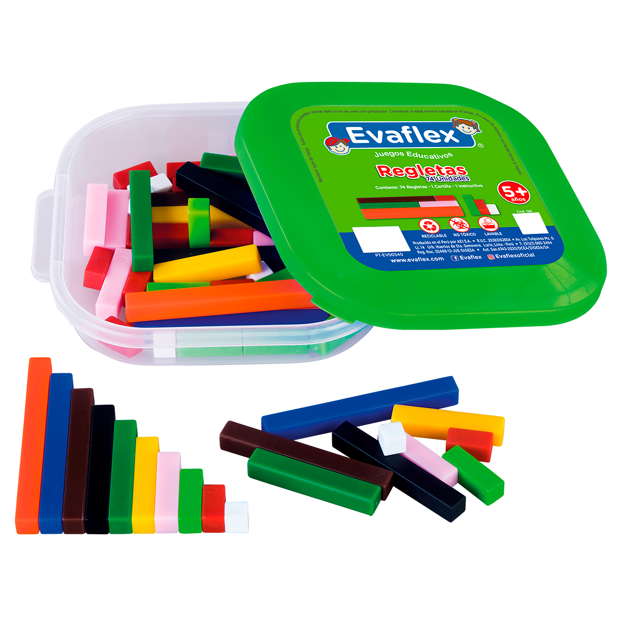 Juego Didactico Evaflex Plastico Regletas De Cuisenaire C/74