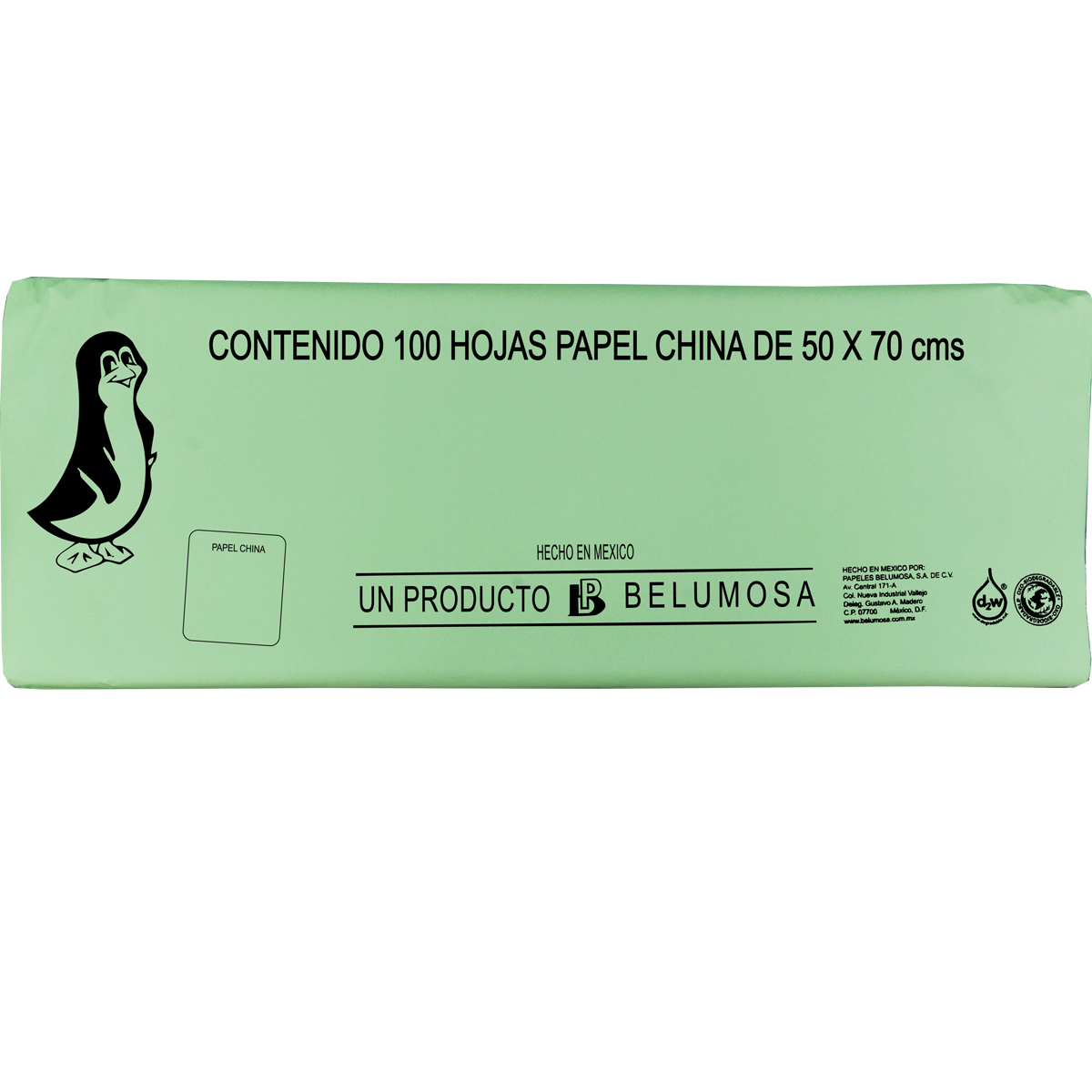 Papel China Pingüino Colores Basicos 75*50cm c/100 pliegos
