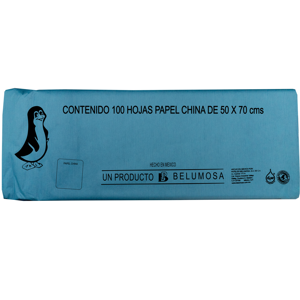 Papel China Pingüino Colores Basicos 75*50cm c/100 pliegos