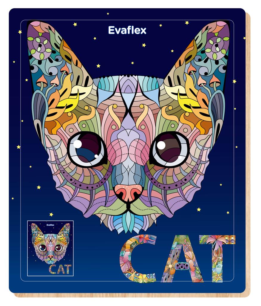Wooden Puzzle Evaflex Cat Mandala W/100 Pcs 40*48cm