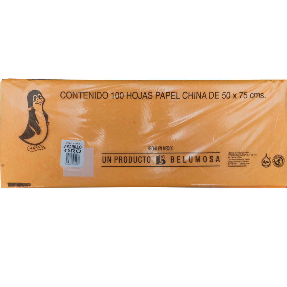 Papel China Pingüino Colores Basicos 75*50cm c/100 pliegos