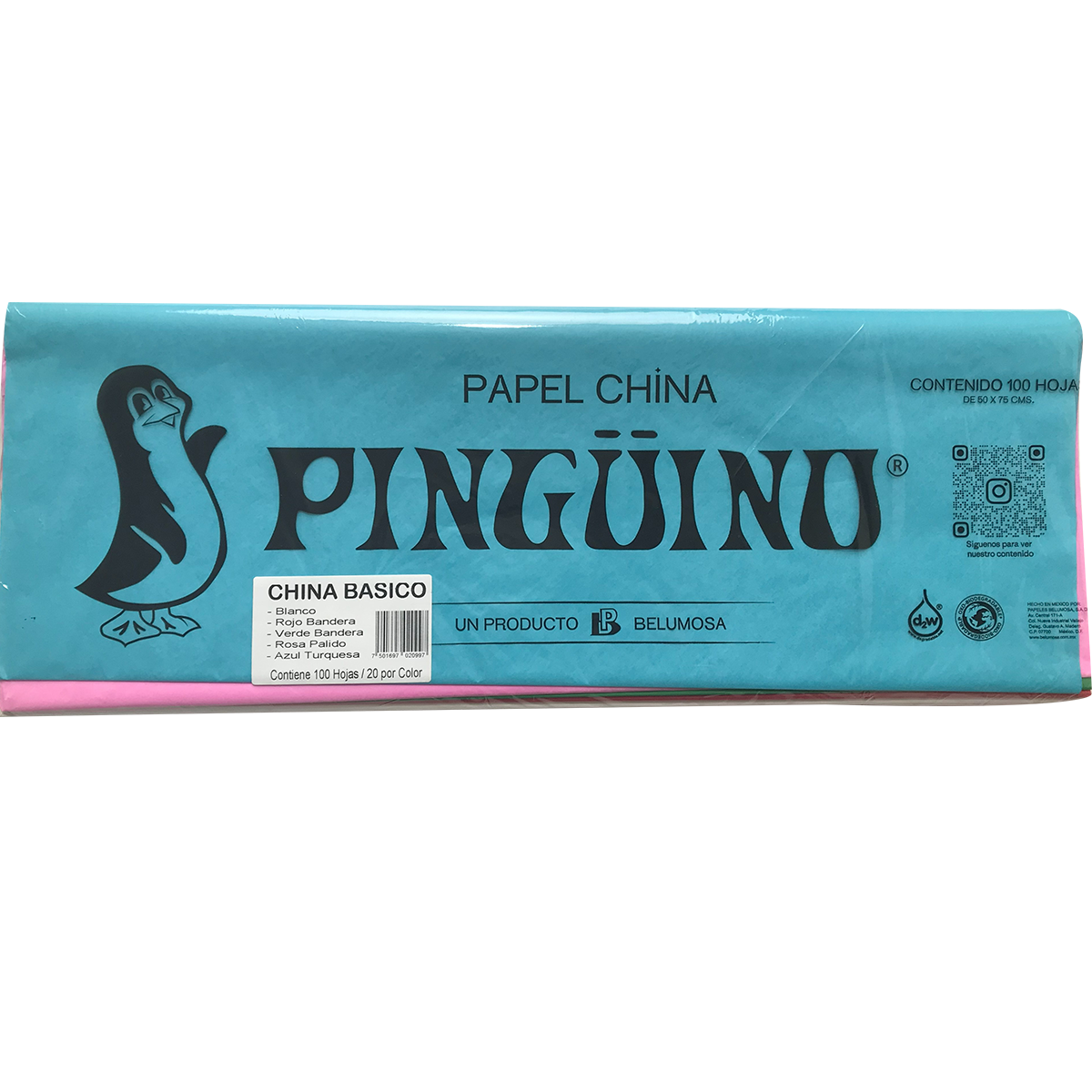 Penguin Tissue Paper Bag with 100 Assorted Basic Color Sheets