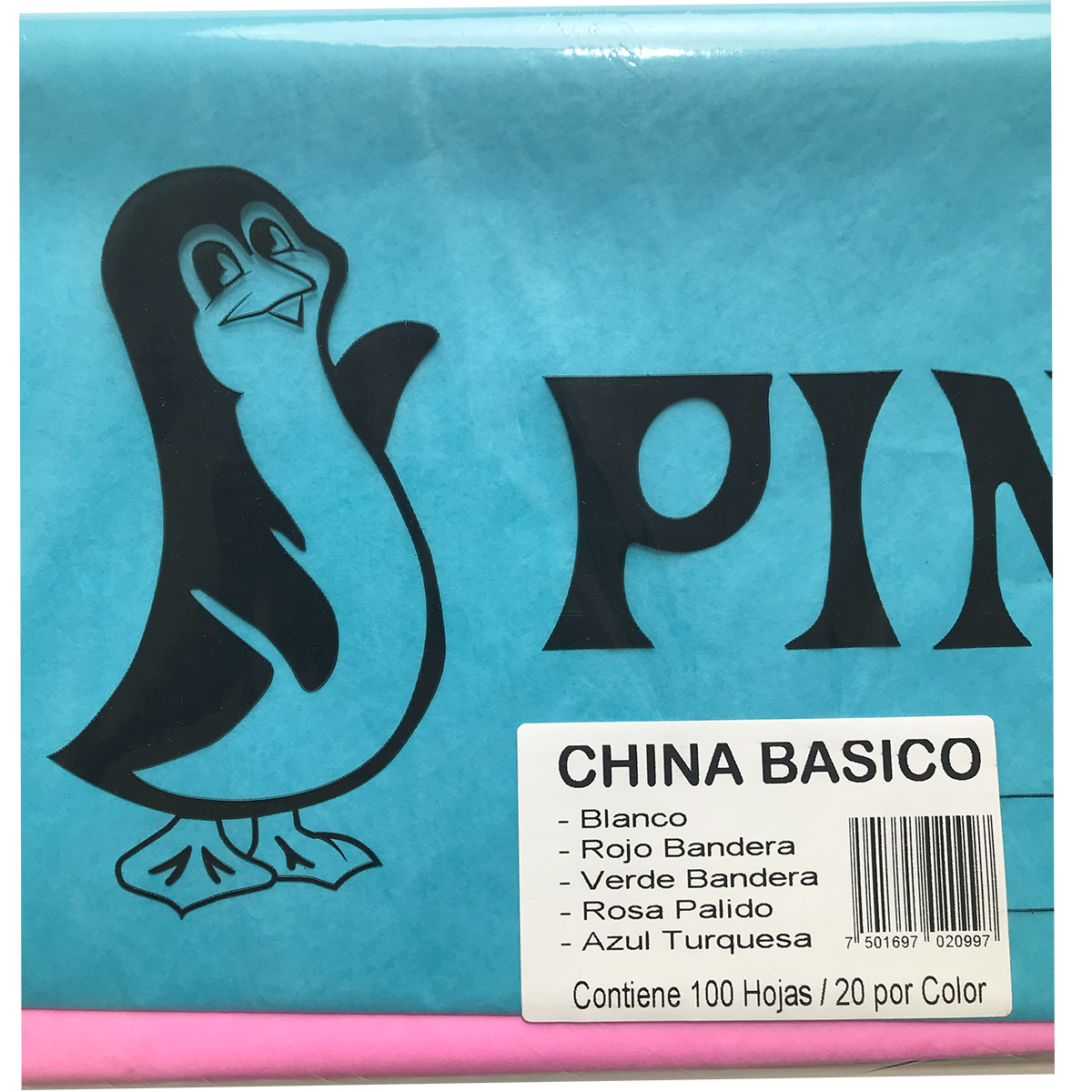 Penguin Tissue Paper Bag with 100 Assorted Basic Color Sheets
