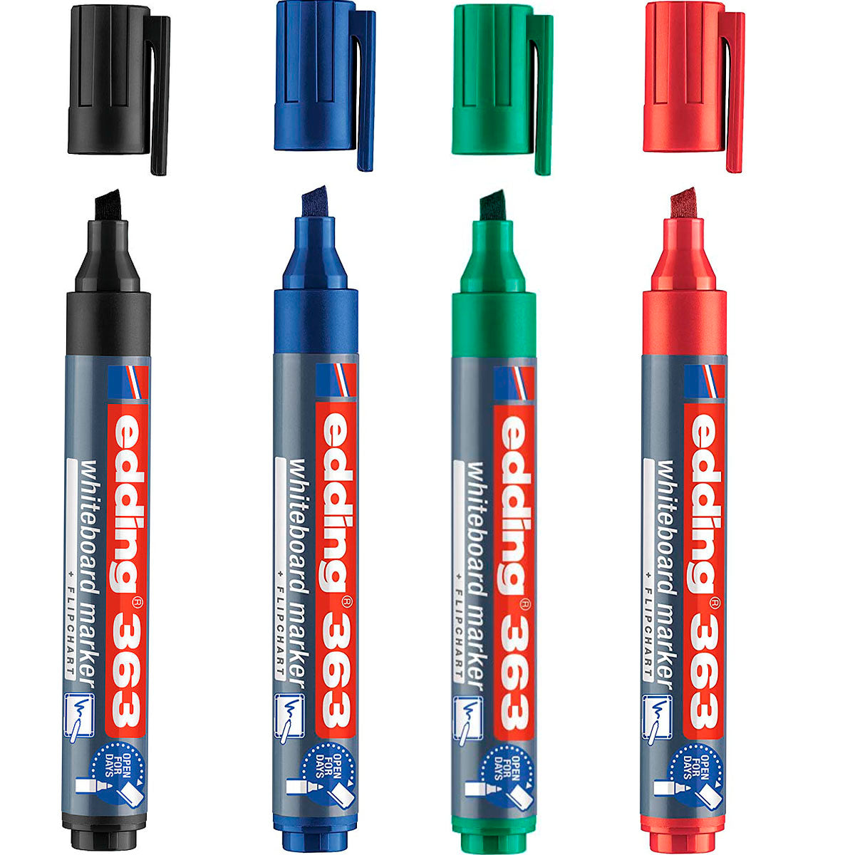 4 Plumones Edding 363 Pizarron Blanco Recargable Punta 1.5