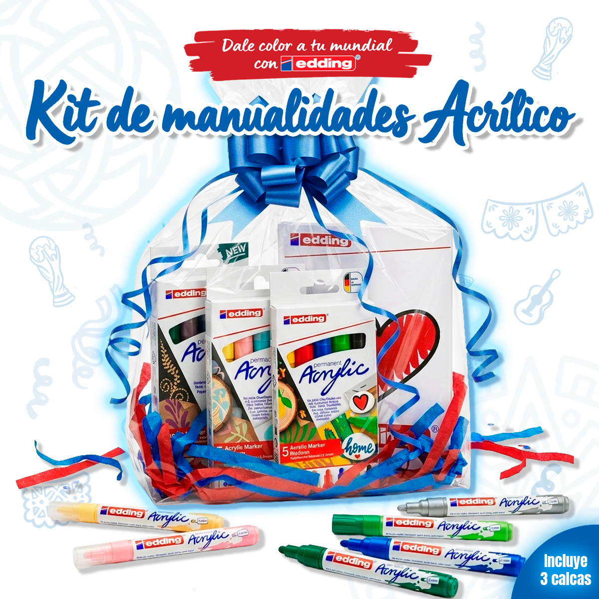 Kit manualidades Acrílico Dale color a tu mundial con edding