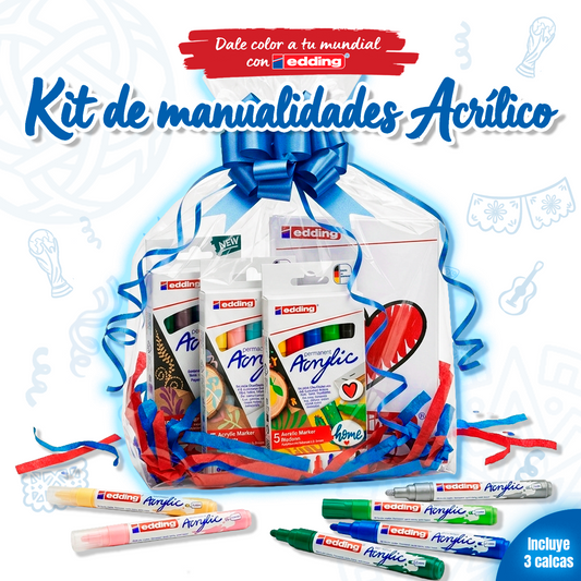 Kit manualidades Acrílico Dale color a tu mundial con edding