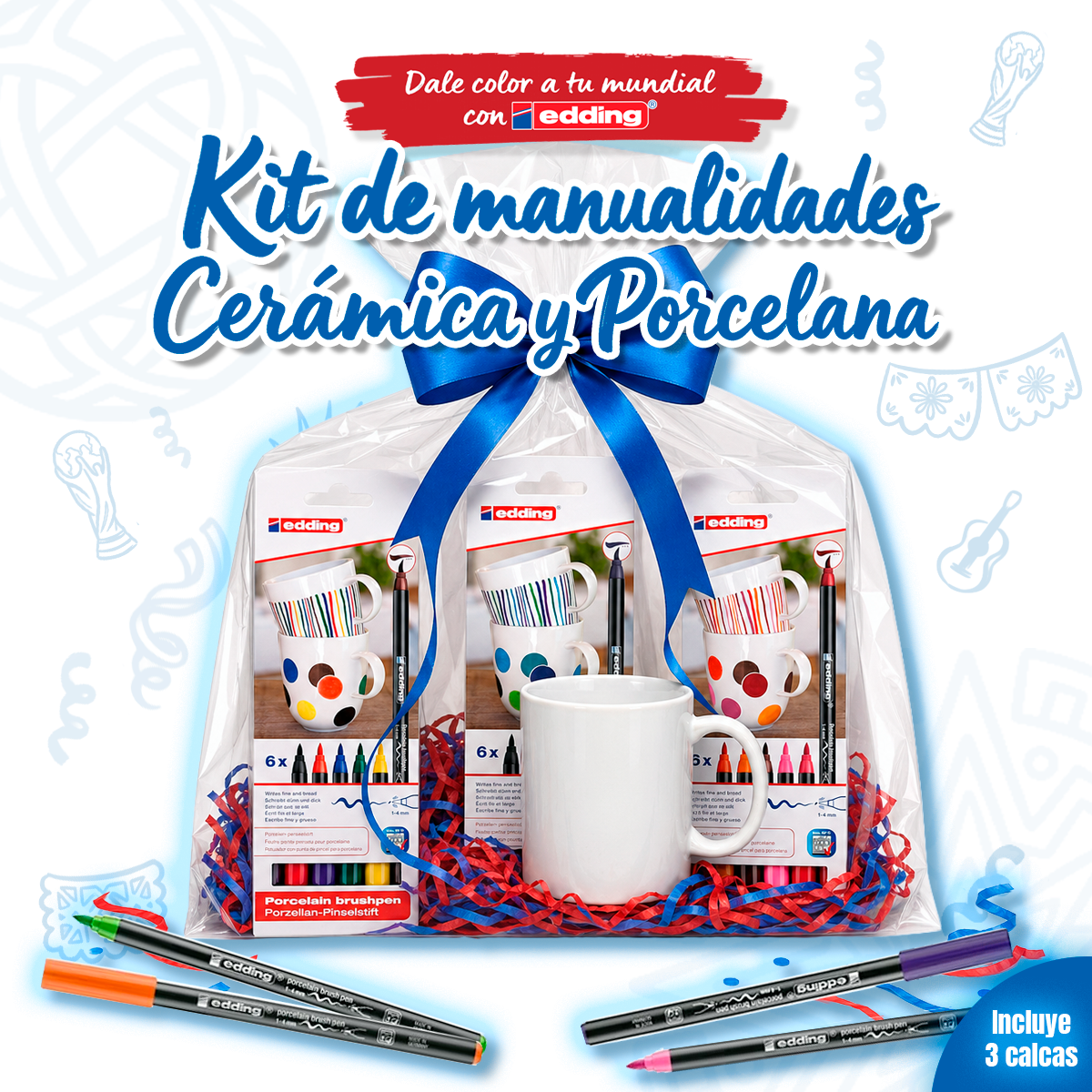 Kit manualidades Ceramica y Porcelana Dale color a tu mundial con edding