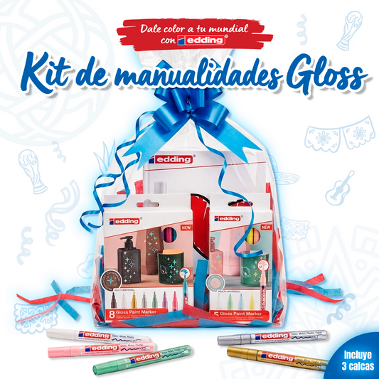 Kit manualidades Gloss Estuche Dale color a tu mundial con edding