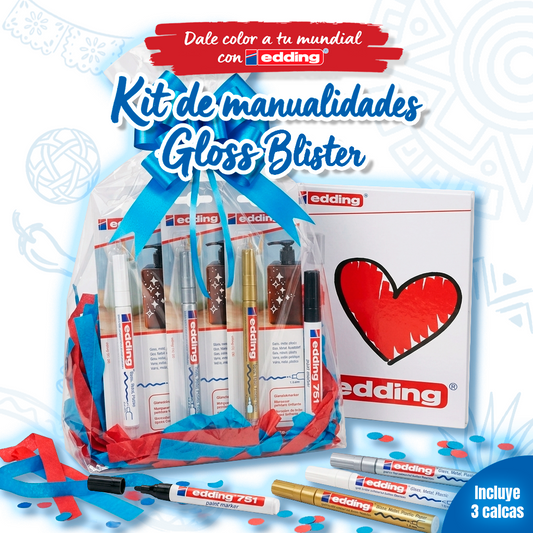 Kit manualidades Gloss Blister Dale color a tu mundial con edding