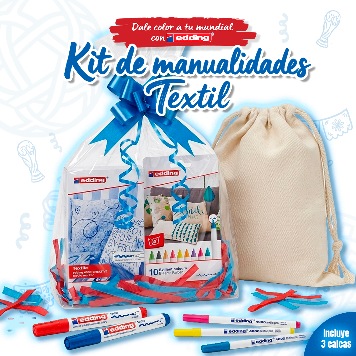 Kit manualidades Textil Dale color a tu mundial con edding