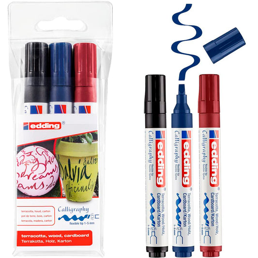 Rotulador Edding 1455 Punta Cuadrada Flexible 1-5mm Estuche C/3 Piezas
