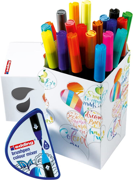 Rotulador Edding Brushpen Punta Pincel + 1 Mezclador Box Happy C/20 Pzas Papel