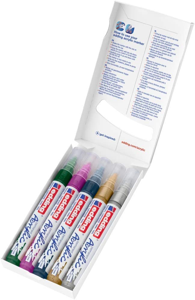 Marcadores Edding 5100 Acrilico Metalicos Caja C/5 Piezas
