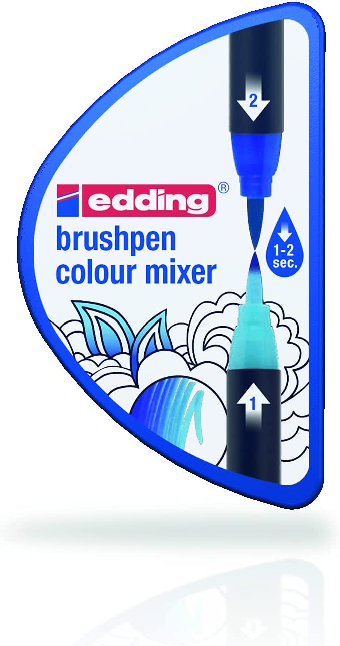 Rotulador Edding Brushpen Punta Pincel + 1 Mezclador Box Happy C/20 Pzas Papel