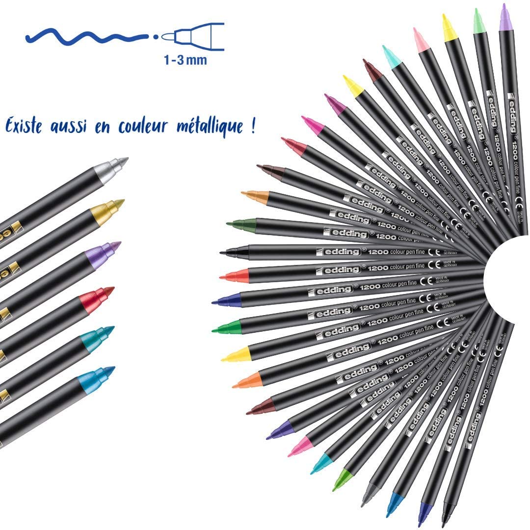 Rotulador Edding 1200-6  Pastel Punta Fibra 1mm Papel Estuche C/6 Piezas
